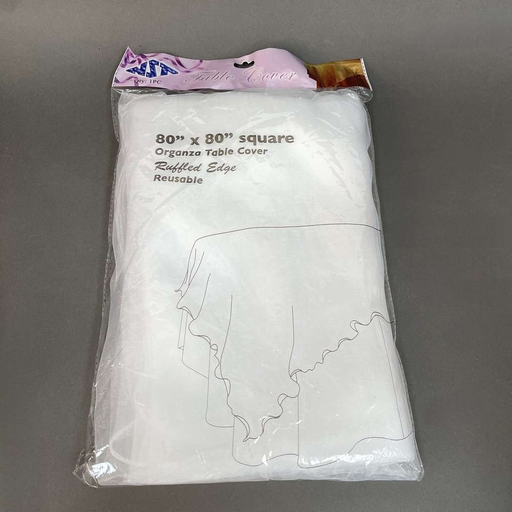 Natural Star Inc. NST Organza Table cover Ruffled Edge White 80" x 80" Square